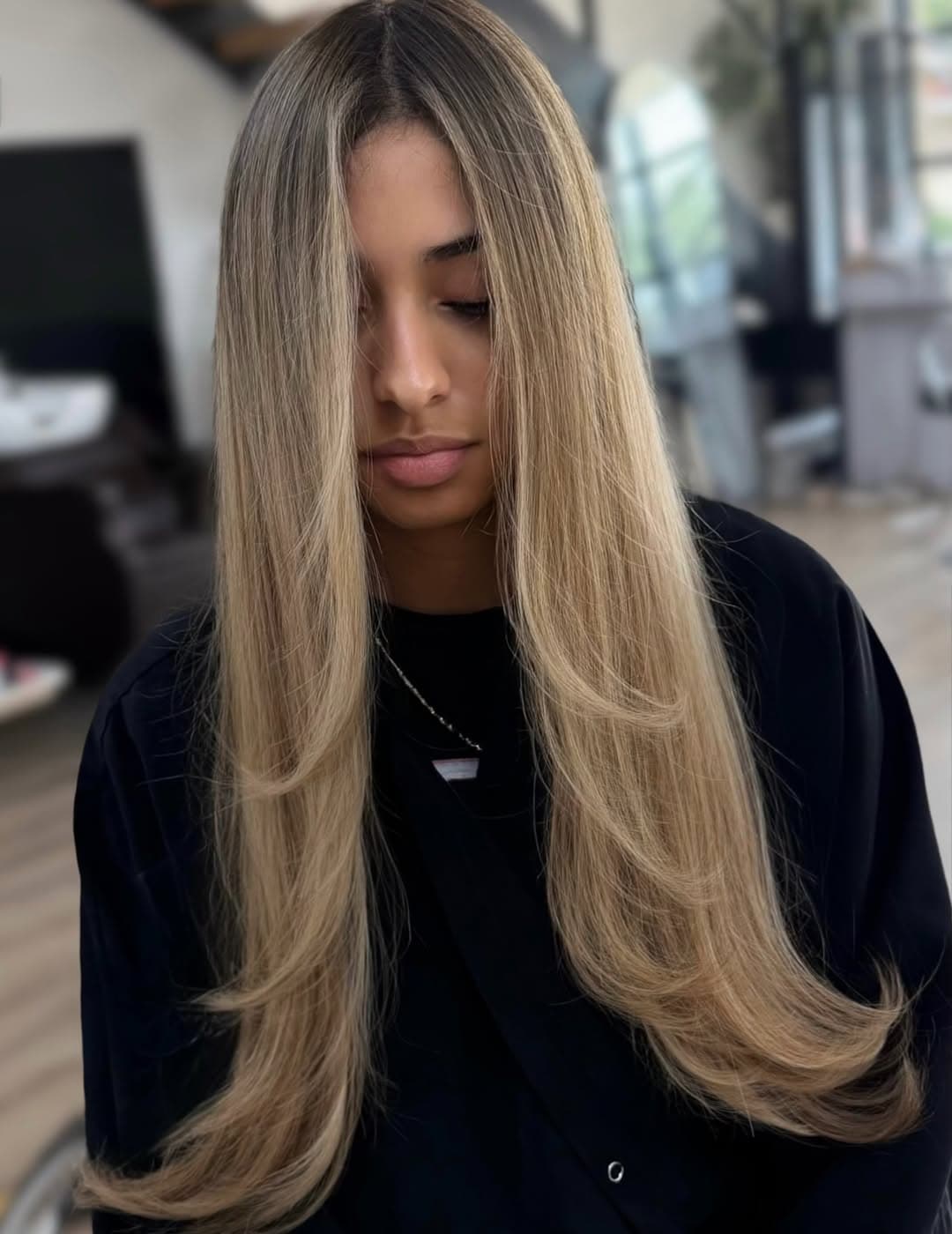 Editorial hair detail in soft natural light